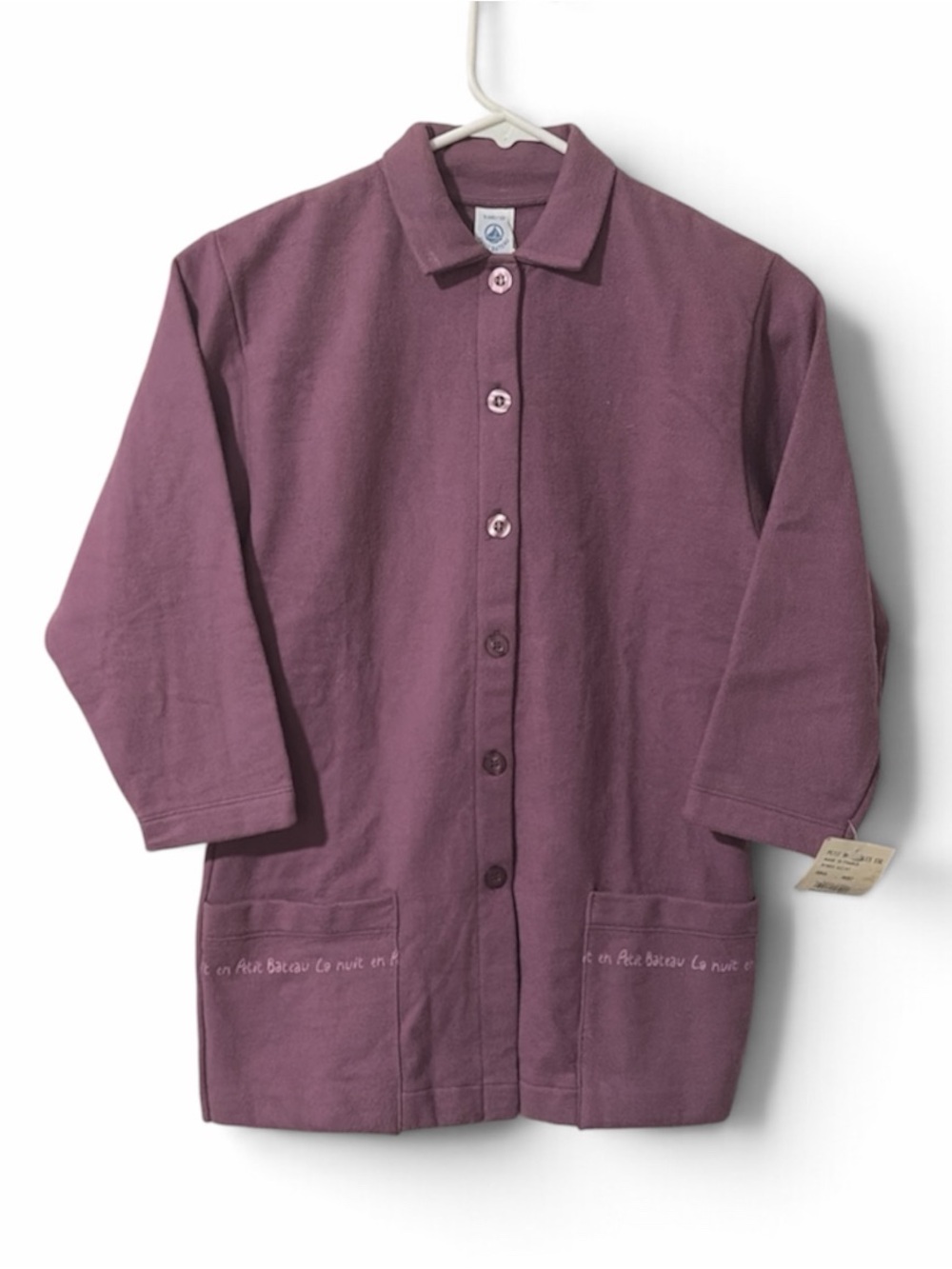 NWT Petit Bateau Kids Mes Nuits French Print Mauve Purple Pajama Top Sweater